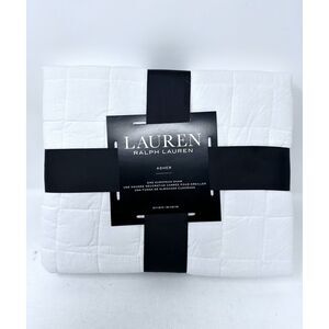 Lauren Ralph Lauren Asher European Sham white squared 100% cotton NEW